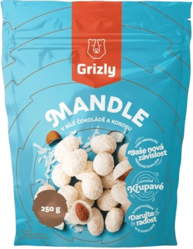 GRIZLY Mandle v bílé čokoládě s kokosem 250 g