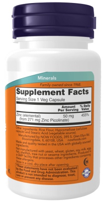 Now Foods Zinc Picolinate 50 mg 60 kapslí