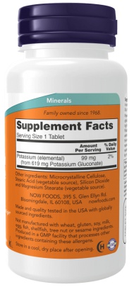 Now Foods Potassium Gluconate (Draslík - Glukonát draselný) 99 mg 100 tablet