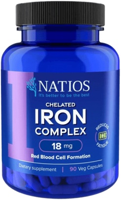 Natios Iron Chelated Complex Železo bisglycinát 18 mg 90 veganských kapslí