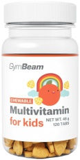 GymBeam Multivitamín tablety na cucání pro děti 120 tablet - pomeranč