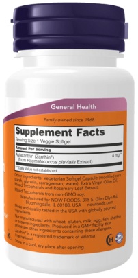 Now Foods Astaxanthin (Astaxantin) 4 mg 60 vegetariánských kapslí