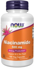 Now Foods Niacinamide 500 mg (Vitamin B3 Nikotinamid) 100 veganských kapslí