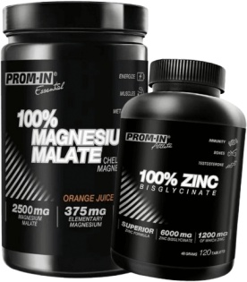Prom-in 100% Magnesium Malate 324 g + 100% Zinc Bisglycinate 120 tablet ZDARMA