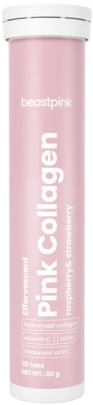 BeastPink Šumivý Pink Collagen 20 šumivých tablet - jahoda/ malina