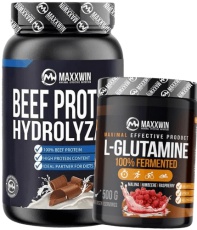 MAXXWIN Beef Protein Hydrolyzate 1500 g + MAXXWIN L-Glutamine 100% Fermented - malina EXP 29.11. ZDARMA