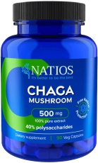 NATIOS Chaga Extract 500 mg 40% polysaccharides 90 veganských kapslí PROŠLÉ DMT 2.2026