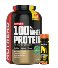 Nutrend 100% Whey Protein 2250 g + Nutrend N1 Pre-Workout Shot 60 ml ZDARMA
