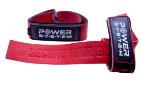 Power System Posilovací kožené trhačky Leather Lifting Straps - červená