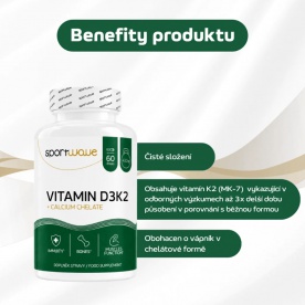 Sportwave Vitamin D3K2 + Calcium Chelate 60 kapslí