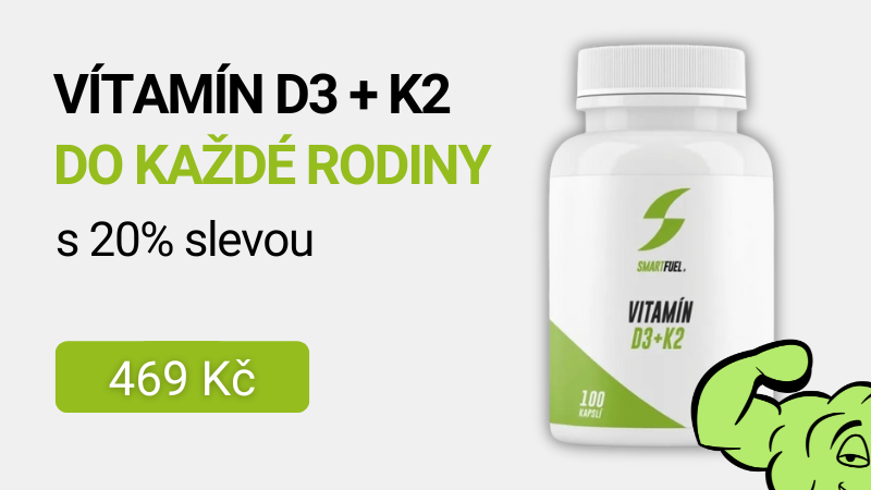 SmartFuel Vitamin D3 + K2 (D3 5000 IU / K2 jako MK-7) 100 kapslí cena 469 Kč