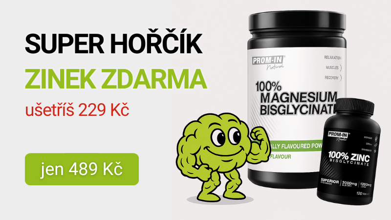Prom-in 100% Magnesium Bisglycinate 390 g + 100% Zinc Bisglycinate 120 tablet ZDARMA