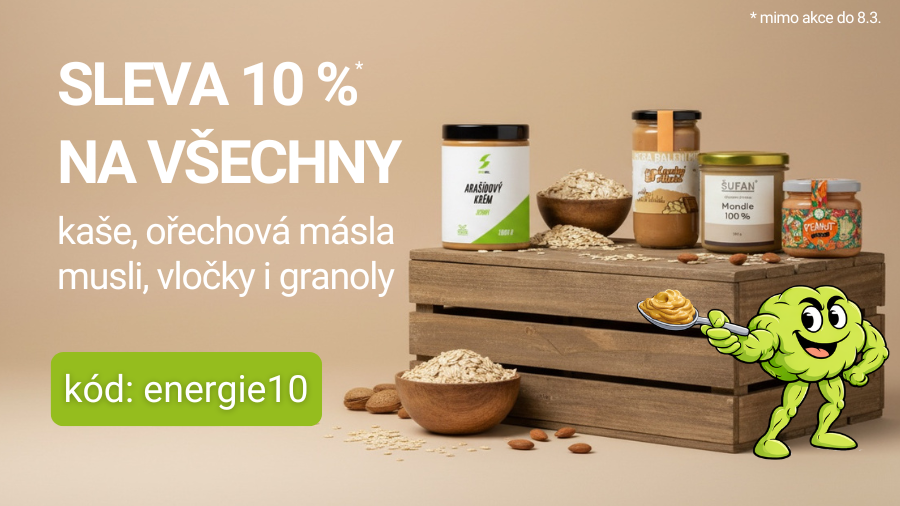 10% sleva na kategorie Ořechová másla a ořechy a Kaše, vločky a müsli. 